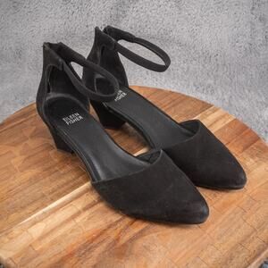 Eileen Fisher Ingle Nubuck Zip‎ Ballerina Pumps Sandals Black Size 8